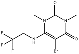 5-Bromo-1,3-dimethyl-6-((2,2,2-trifluoroethyl)amino)pyrimidine-2,4(1H,3H)-dione Struktur