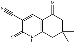 7,7-dimethyl-5-oxo-2-thioxo-1,2,5,6,7,8-hexahydroquinoline-3-carbonitrile Struktur