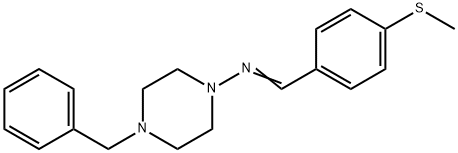 4-benzyl-N-[4-(methylsulfanyl)benzylidene]piperazin-1-amine Struktur