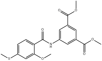 dimethyl 5-(2-methoxy-4-(methylthio)benzamido)isophthalate Struktur