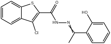 (E)-3-chloro-N'-(1-(2-hydroxyphenyl)ethylidene)benzo[b]thiophene-2-carbohydrazide Struktur