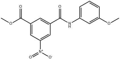 methyl 3-((3-methoxyphenyl)carbamoyl)-5-nitrobenzoate Struktur