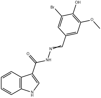 (E)-N'-(3-bromo-4-hydroxy-5-methoxybenzylidene)-1H-indole-3-carbohydrazide Struktur