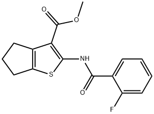 methyl 2-[(2-fluorobenzoyl)amino]-5,6-dihydro-4H-cyclopenta[b]thiophene-3-carboxylate Struktur