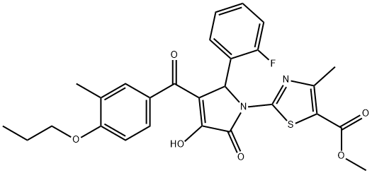 methyl 2-(2-(2-fluorophenyl)-4-hydroxy-3-(3-methyl-4-propoxybenzoyl)-5-oxo-2,5-dihydro-1H-pyrrol-1-yl)-4-methylthiazole-5-carboxylate Struktur