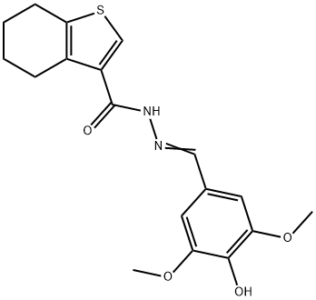 (E)-N'-(4-hydroxy-3,5-dimethoxybenzylidene)-4,5,6,7-tetrahydrobenzo[b]thiophene-3-carbohydrazide Struktur