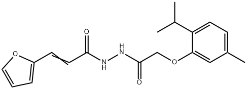 (2E)-3-(furan-2-yl)-N'-{[5-methyl-2-(propan-2-yl)phenoxy]acetyl}prop-2-enehydrazide Struktur