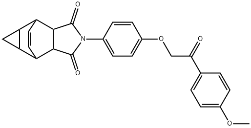 2-(4-(2-(4-methoxyphenyl)-2-oxoethoxy)phenyl)-4,4a,5,5a,6,6a-hexahydro-4,6-ethenocyclopropa[f]isoindole-1,3(2H,3aH)-dione Struktur