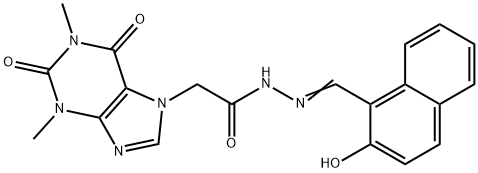 (E)-2-(1,3-dimethyl-2,6-dioxo-2,3-dihydro-1H-purin-7(6H)-yl)-N'-((2-hydroxynaphthalen-1-yl)methylene)acetohydrazide Struktur