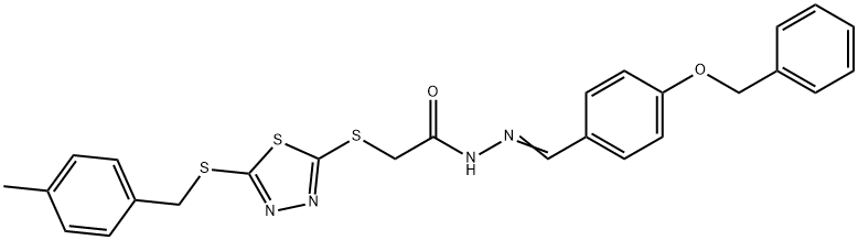 N'-{(Z)-[4-(benzyloxy)phenyl]methylidene}-2-({5-[(4-methylbenzyl)sulfanyl]-1,3,4-thiadiazol-2-yl}sulfanyl)acetohydrazide Struktur