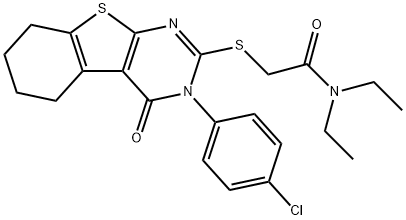 2-{[3-(4-chlorophenyl)-4-oxo-3,4,5,6,7,8-hexahydro[1]benzothieno[2,3-d]pyrimidin-2-yl]sulfanyl}-N,N-diethylacetamide Struktur