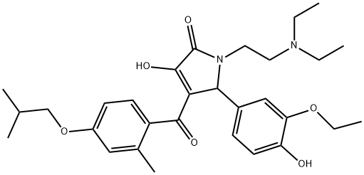 1-(2-(diethylamino)ethyl)-5-(3-ethoxy-4-hydroxyphenyl)-3-hydroxy-4-(4-isobutoxy-2-methylbenzoyl)-1H-pyrrol-2(5H)-one Struktur