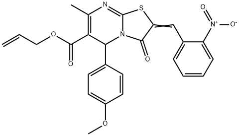 (Z)-allyl 5-(4-methoxyphenyl)-7-methyl-2-(2-nitrobenzylidene)-3-oxo-3,5-dihydro-2H-thiazolo[3,2-a]pyrimidine-6-carboxylate Struktur