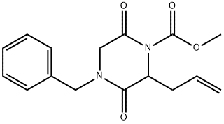 Methyl 2-allyl-4-benzyl-3,6-dioxopiperazine-1-carboxylate Struktur