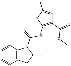 methyl 5-methyl-2-(2-methylindoline-1-carbothioamido)thiophene-3-carboxylate Struktur