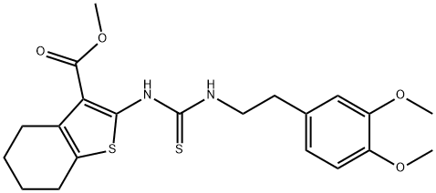 methyl 2-(3-(3,4-dimethoxyphenethyl)thioureido)-4,5,6,7-tetrahydrobenzo[b]thiophene-3-carboxylate Struktur