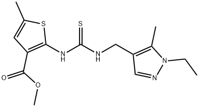 methyl 2-(3-((1-ethyl-5-methyl-1H-pyrazol-4-yl)methyl)thioureido)-5-methylthiophene-3-carboxylate Struktur