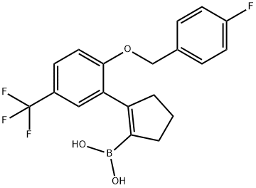 (2-(2-((4-Fluorobenzyl)oxy)-5-(trifluoromethyl)phenyl)cyclopent-1-en-1-yl)boronic acid Struktur