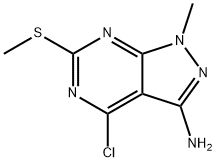 4-Chloro-1-methyl-6-(methylthio)-1H-pyrazolo[3,4-d]pyrimidin-3-amine Struktur