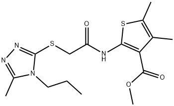 methyl 4,5-dimethyl-2-(2-((5-methyl-4-propyl-4H-1,2,4-triazol-3-yl)thio)acetamido)thiophene-3-carboxylate Struktur