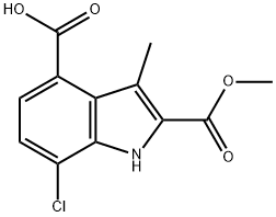 7-Chloro-2-(methoxycarbonyl)-3-methyl-1H-indole-4-carboxylic acid Struktur