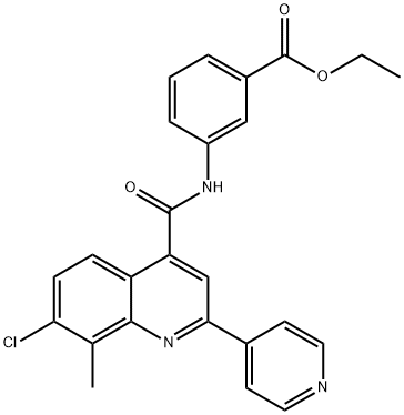 ethyl 3-(7-chloro-8-methyl-2-(pyridin-4-yl)quinoline-4-carboxamido)benzoate Struktur