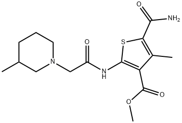 methyl 5-carbamoyl-4-methyl-2-(2-(3-methylpiperidin-1-yl)acetamido)thiophene-3-carboxylate Struktur