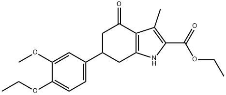 ethyl 6-(4-ethoxy-3-methoxyphenyl)-3-methyl-4-oxo-4,5,6,7-tetrahydro-1H-indole-2-carboxylate Struktur