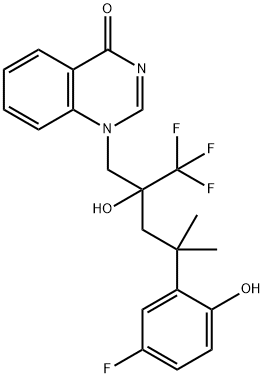 1-(4-(5-Fluoro-2-hydroxyphenyl)-2-hydroxy-4-methyl-2-(trifluoromethyl)pentyl)quinazolin-4(1H)-one Struktur