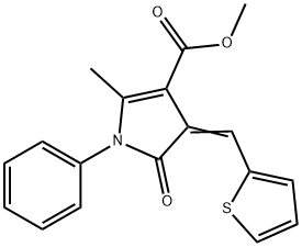 (Z)-methyl 2-methyl-5-oxo-1-phenyl-4-(thiophen-2-ylmethylene)-4,5-dihydro-1H-pyrrole-3-carboxylate Struktur