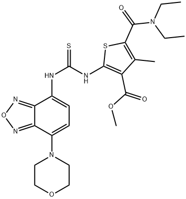 methyl 5-(diethylcarbamoyl)-4-methyl-2-(3-(7-morpholinobenzo[c][1,2,5]oxadiazol-4-yl)thioureido)thiophene-3-carboxylate Struktur