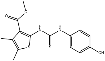 methyl 2-(3-(4-hydroxyphenyl)thioureido)-4,5-dimethylthiophene-3-carboxylate Struktur