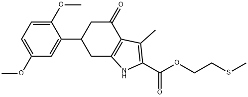 2-(methylthio)ethyl 6-(2,5-dimethoxyphenyl)-3-methyl-4-oxo-4,5,6,7-tetrahydro-1H-indole-2-carboxylate Struktur