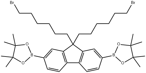 2,2'-(9,9-bis(6-bromohexyl)-9H-fluorene-2,7-diyl)bis(4,4,5,5-tetramethyl-1,3,2-dioxaborolane) Struktur