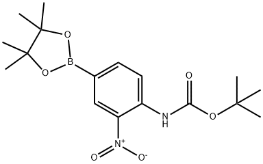 tert-butyl 2-nitro-4-(4,4,5,5-tetramethyl-1,3,2-dioxaborolan-2-yl)phenylcarbamate Struktur