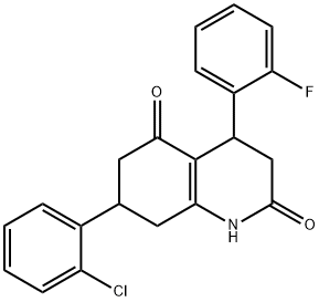 7-(2-chlorophenyl)-4-(2-fluorophenyl)-4,6,7,8-tetrahydroquinoline-2,5(1H,3H)-dione Struktur