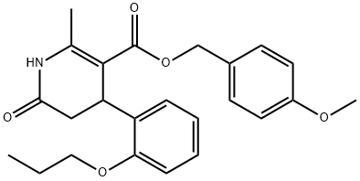 4-methoxybenzyl 2-methyl-6-oxo-4-(2-propoxyphenyl)-1,4,5,6-tetrahydropyridine-3-carboxylate Struktur