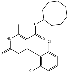 cyclooctyl 4-(2,6-dichlorophenyl)-2-methyl-6-oxo-1,4,5,6-tetrahydropyridine-3-carboxylate Struktur