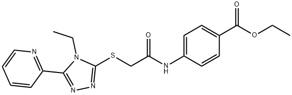 ethyl 4-(2-((4-ethyl-5-(pyridin-2-yl)-4H-1,2,4-triazol-3-yl)thio)acetamido)benzoate Struktur