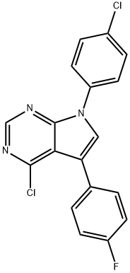 4-Chloro-7-(4-chlorophenyl)-5-(4-fluorophenyl)-7H-pyrrolo[2,3-d]pyrimidine Struktur