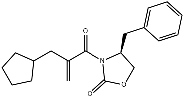 4-Benzyl-3-(2-(cyclopentylmethyl)acryloyl)oxazolidin-2-one Struktur