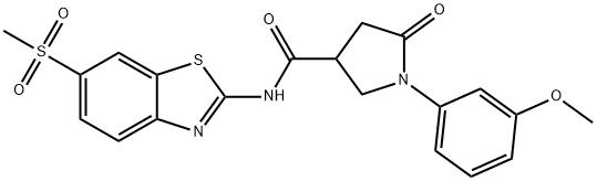 1-(3-methoxyphenyl)-N-[6-(methylsulfonyl)-1,3-benzothiazol-2-yl]-5-oxopyrrolidine-3-carboxamide Struktur