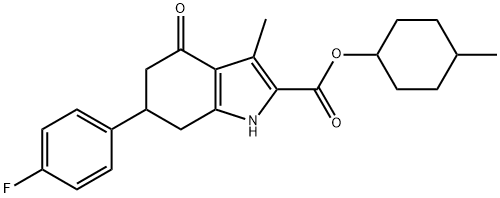 4-methylcyclohexyl 6-(4-fluorophenyl)-3-methyl-4-oxo-4,5,6,7-tetrahydro-1H-indole-2-carboxylate Struktur