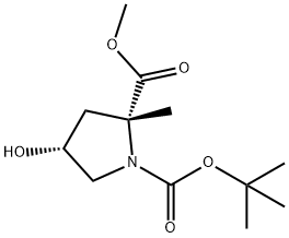 1-(TERT-BUTYL) 2-METHYL (2R,4R)-4-HYDROXY-2-METHYLPYRROLIDINE-1,2-DICARBOXYLATE Struktur