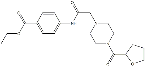 ethyl 4-(2-(4-(tetrahydrofuran-2-carbonyl)piperazin-1-yl)acetamido)benzoate Struktur