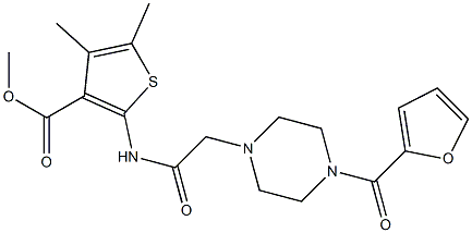 methyl 2-(2-(4-(furan-2-carbonyl)piperazin-1-yl)acetamido)-4,5-dimethylthiophene-3-carboxylate Struktur