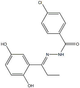 (E)-4-chloro-N'-(1-(2,5-dihydroxyphenyl)propylidene)benzohydrazide Struktur