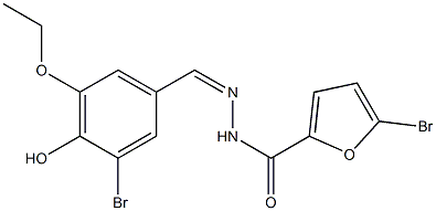 (Z)-5-bromo-N'-(3-bromo-5-ethoxy-4-hydroxybenzylidene)furan-2-carbohydrazide Struktur