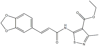 (E)-ethyl 5-(3-(benzo[d][1,3]dioxol-5-yl)acrylamido)-3-methylisothiazole-4-carboxylate Struktur