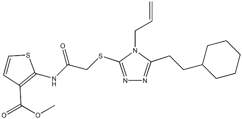 methyl 2-(2-((4-allyl-5-(2-cyclohexylethyl)-4H-1,2,4-triazol-3-yl)thio)acetamido)thiophene-3-carboxylate Struktur